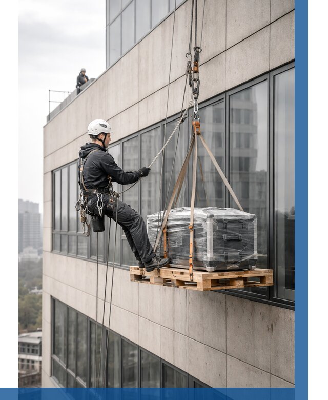 Спуск груза по фасаду в Ростове от 3592 р. | ВЫСОТНИК-Рсв