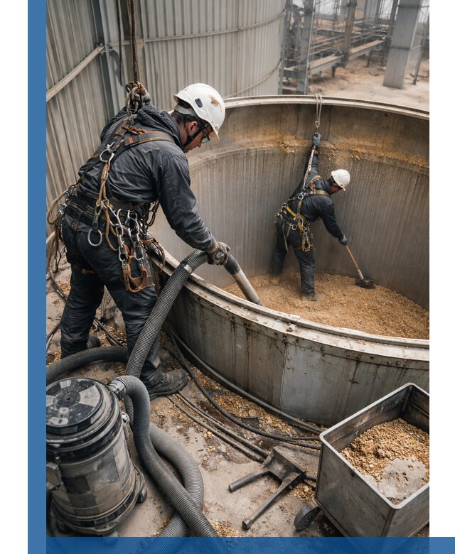 Профессиональная чистка зерновых бункеров в Ростове с выездом