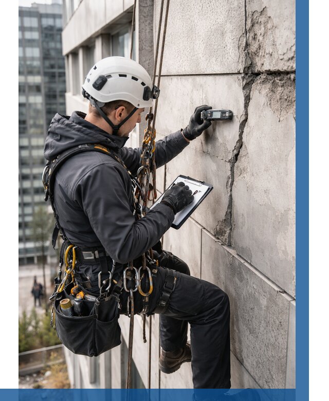 Обследование фасада альпинистами в Ростове от 123 р. | ВЫСОТНИК-Рсв