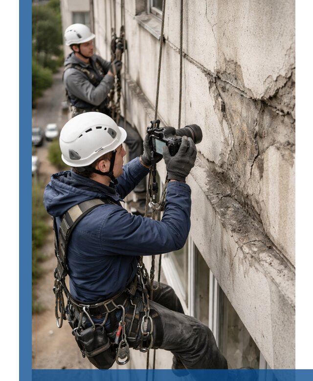 Фотофиксация дефектов фасада с высотной съемкой в Ростове