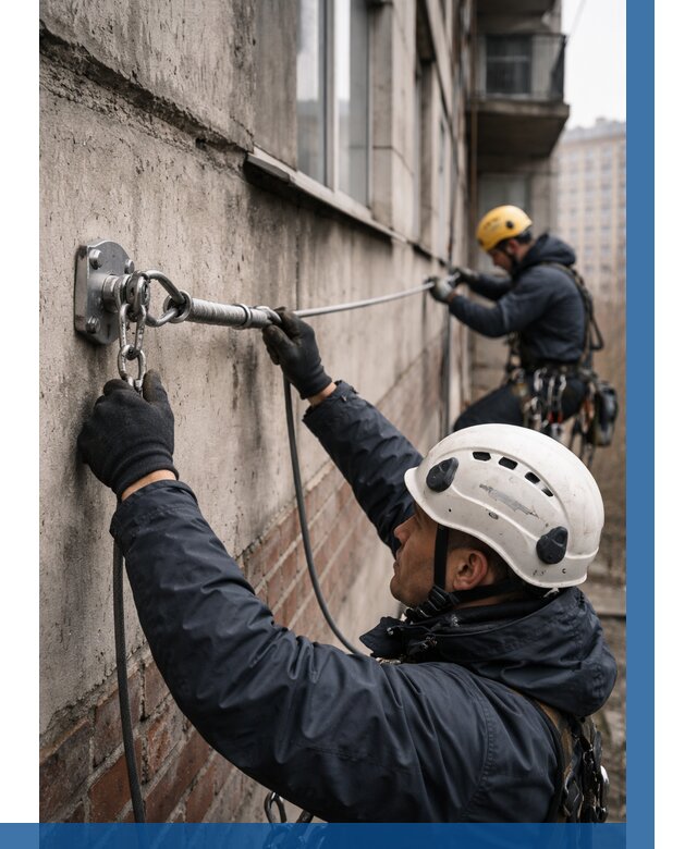 Монтаж анкерных линий в Ростове от 3079 р. | ВЫСОТНИК-Рсв