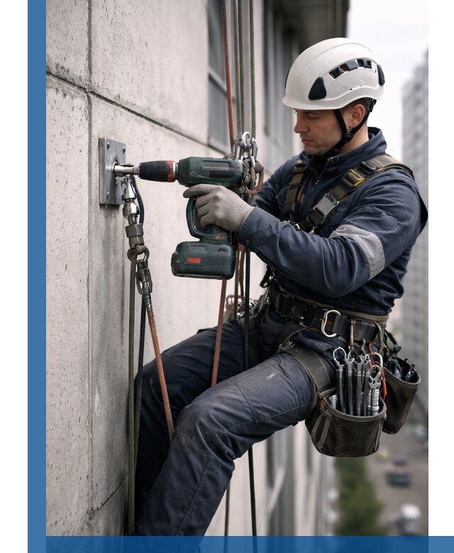 Установка анкерных точек для высотных работ в Ростове