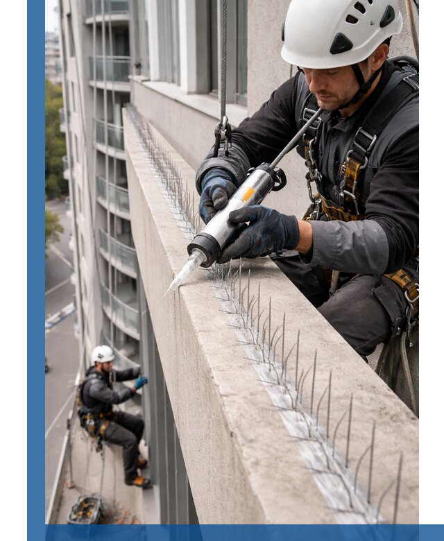 Установка шипов от птиц на фасадах и кровлях в Ростове